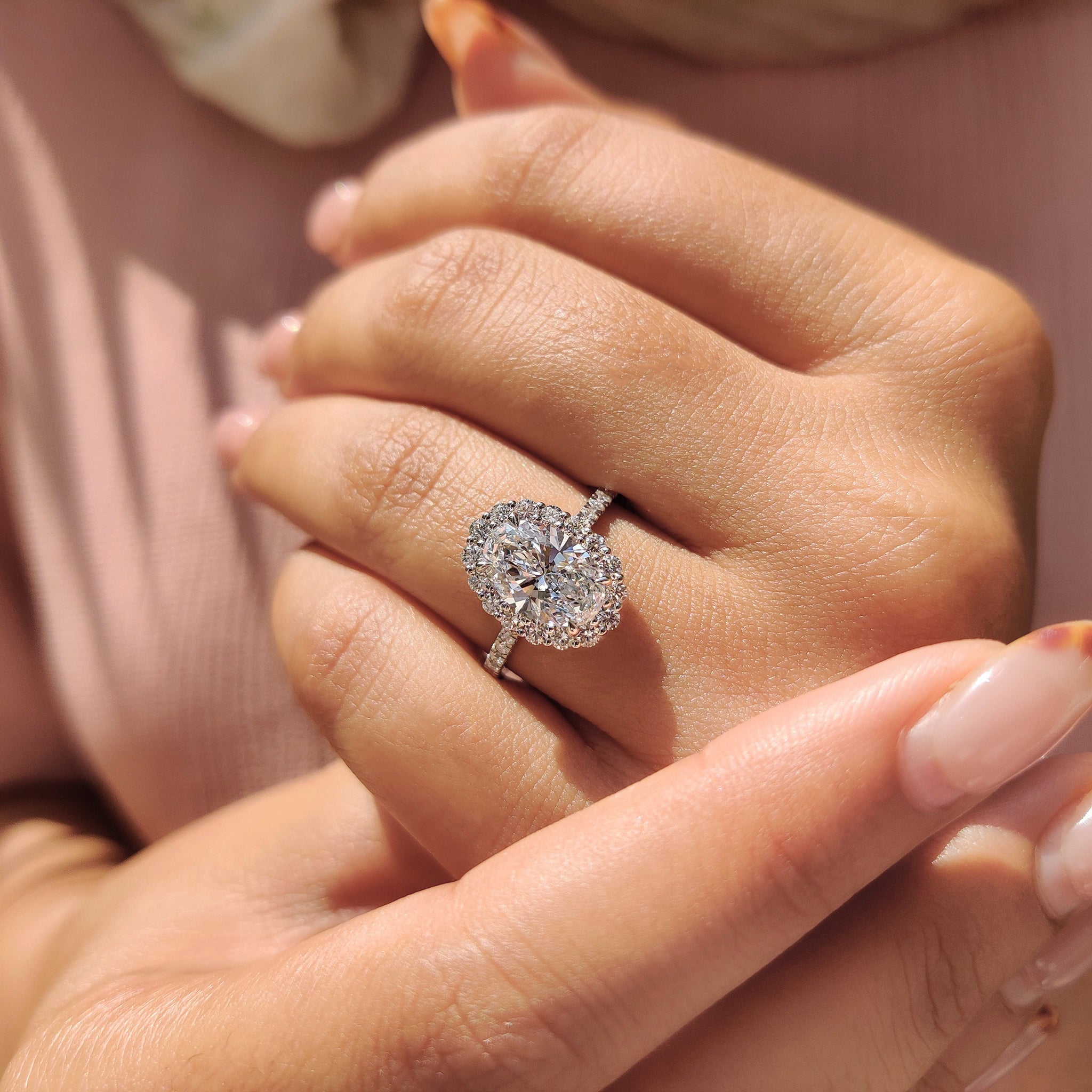 Cushion Hidden Halo Lab Grown Diamond Engagement Ring